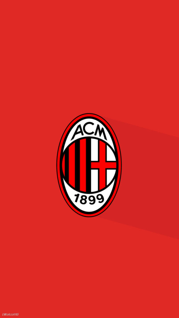 Minimalist AC Milan logo centered on solid red background classic football club wallpaper