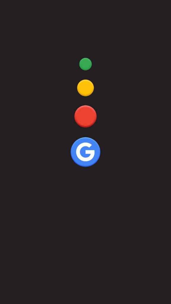 Minimalist Black AMOLED Wallpaper with Colorful Circles & Google Logo