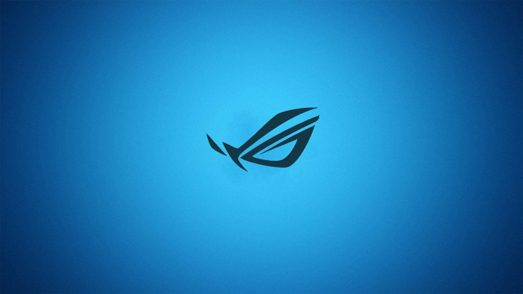 Minimalist ASUS Republic of Gamers logo wallpaper on textured blue gradient background for desktops