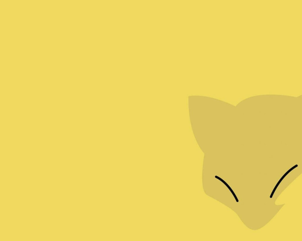 Minimalist Abra Pokémon wallpaper on solid yellow background charming playful design