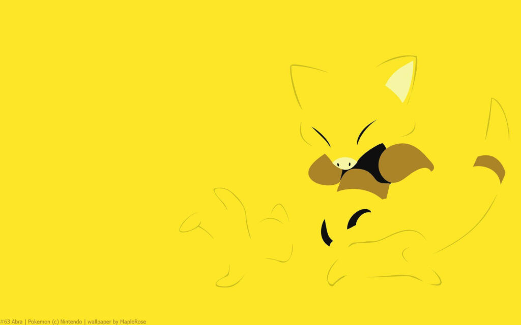 Minimalist Abra Pokémon Yellow wallpaper with simple lines and bright yellow background design