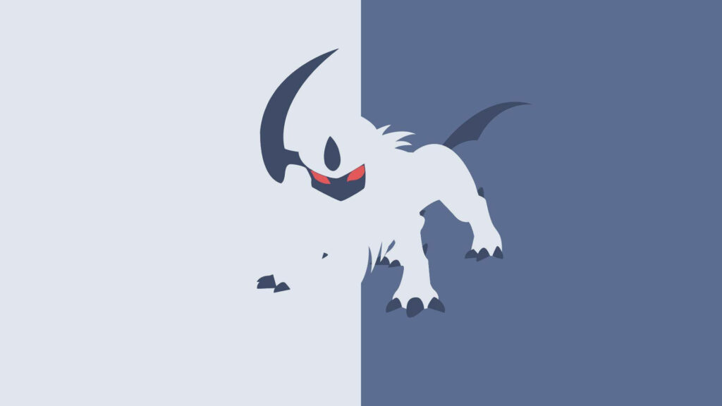 Minimalist Absol Pokémon Wallpaper: Dual-Toned Split Design