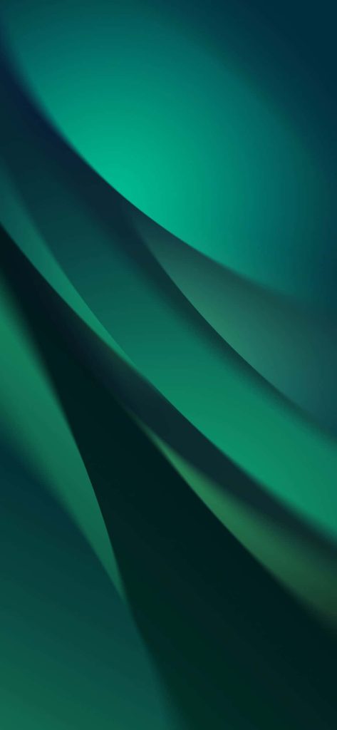 Minimalist emerald green abstract iPhone wallpaper with smooth curved shapes and soft lighting