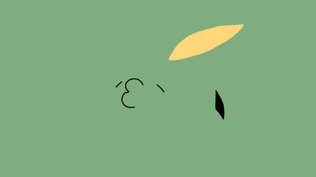 Minimalist abstract Gulpin Pokémon wallpaper with yellow feather tuft on solid green background