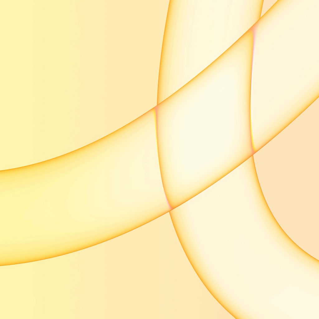 Minimalist abstract wallpaper with glowing orange curves on serene light yellow gradient background