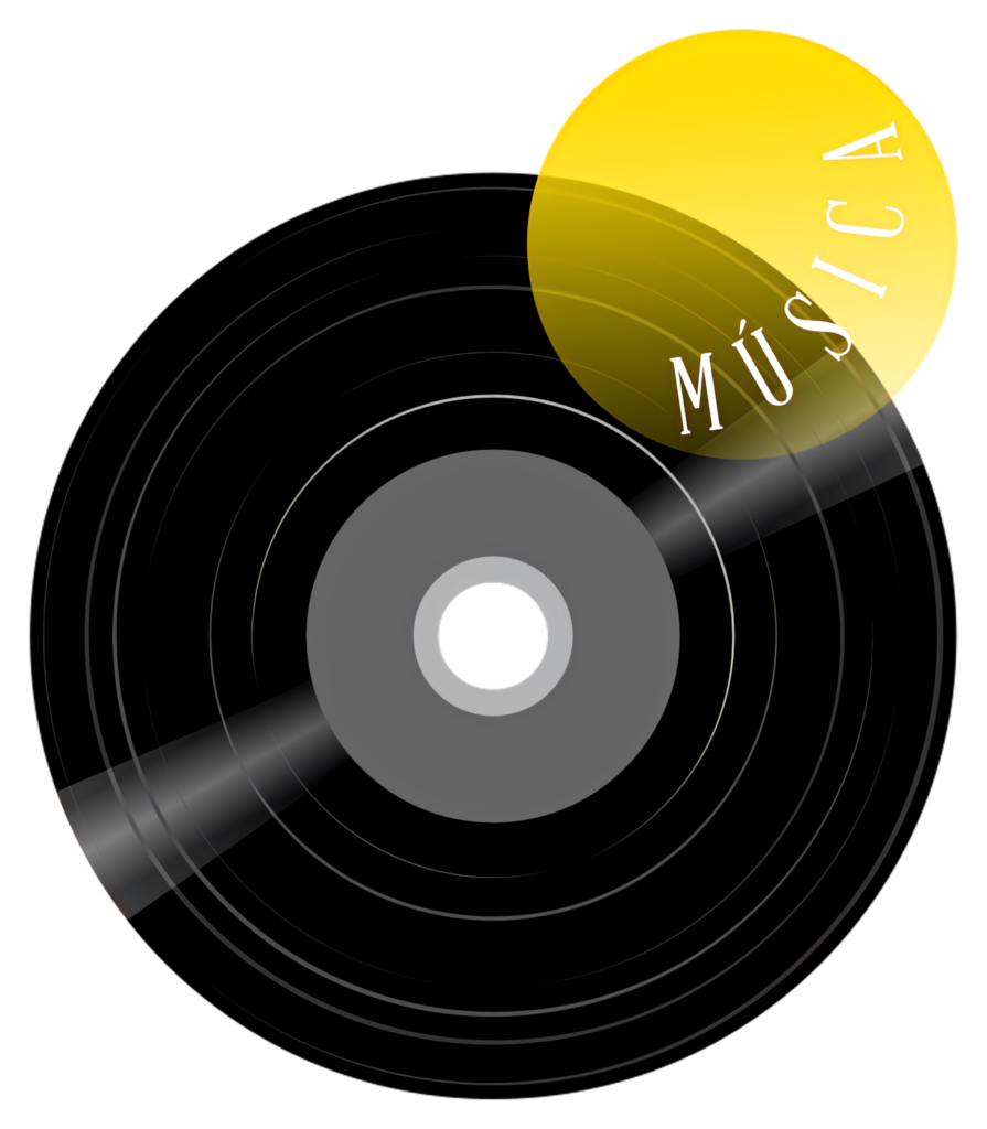 Minimalist Vinyl Record Wallpaper with MÚSICA Design