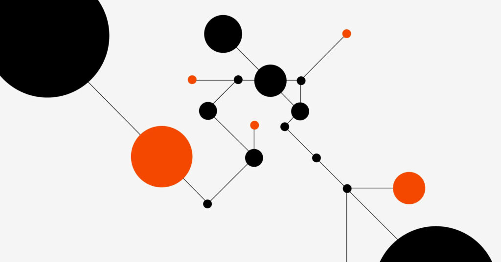 Minimalist Abstract Wallpaper: Black and Orange Circles on White