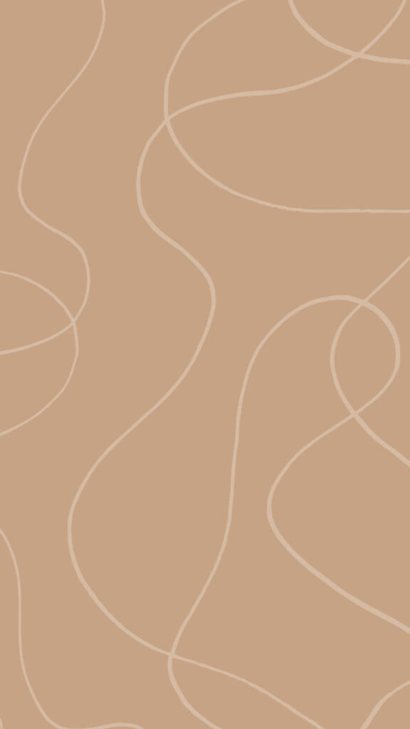 Minimalist Abstract Wallpaper: Flowing White Lines on Warm Brown