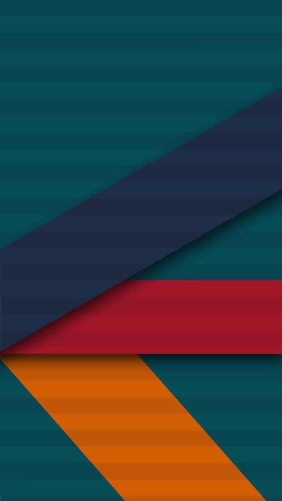 Minimalist abstract wallpaper with dark teal background and bold navy red orange geometric stripes