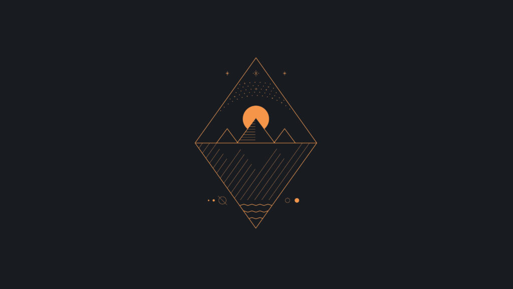 Minimalist Abstract Wallpaper: Geometric Pyramid Design on Dark Background