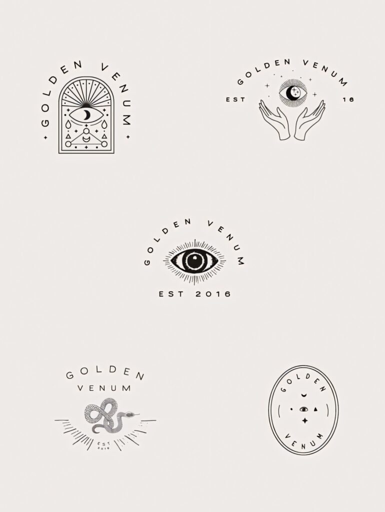 Minimalist Abstract Wallpaper with Mystical Logos and Sleek Design