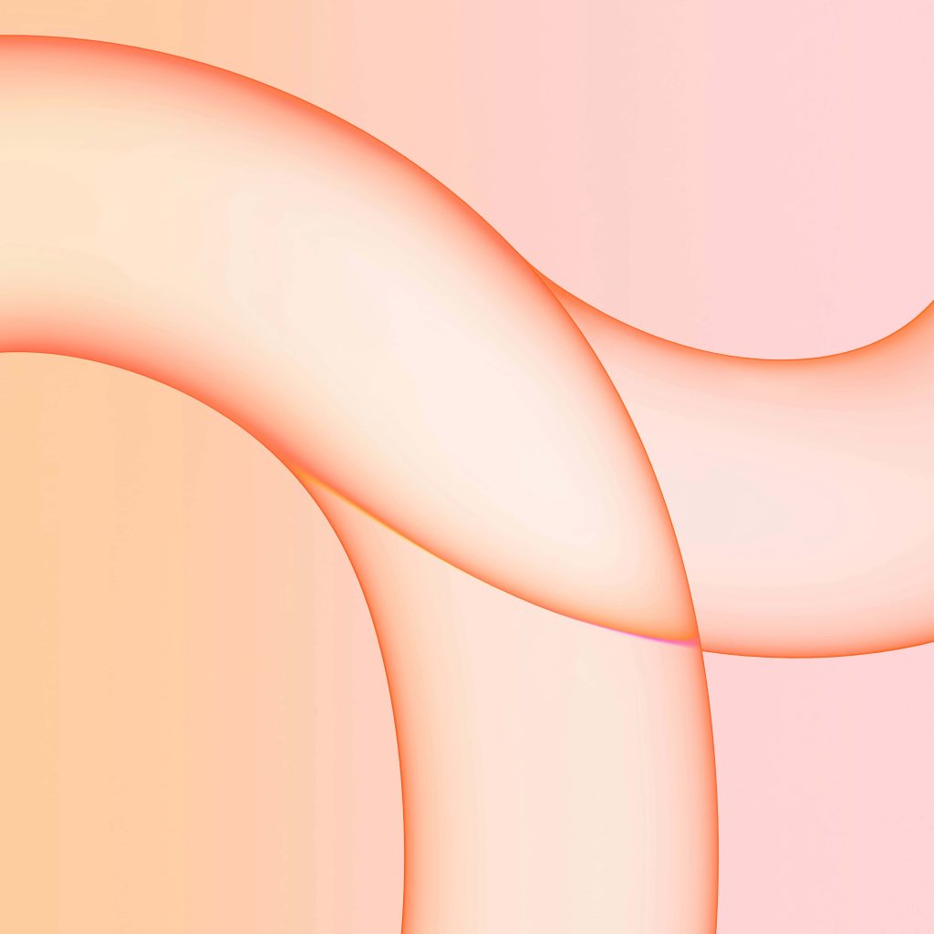 Abstract minimalist wallpaper with translucent flowing curves in peach orange and pastel pink