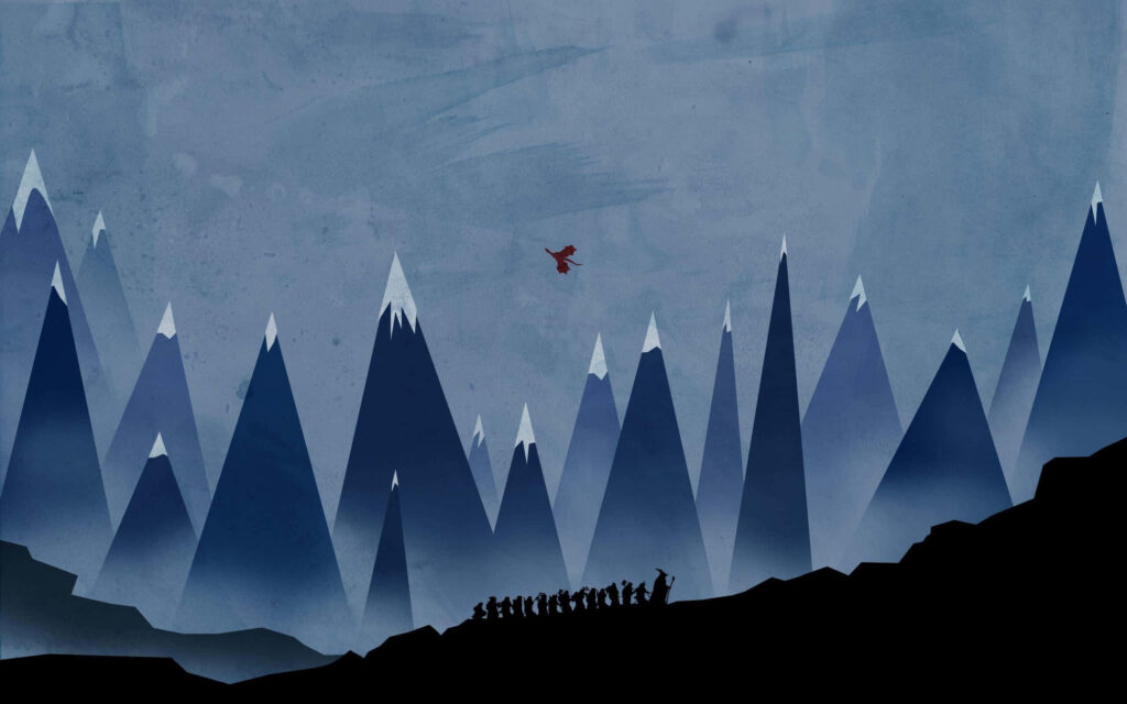 Minimalist Mountain Adventure Wallpaper: Twilight Journey