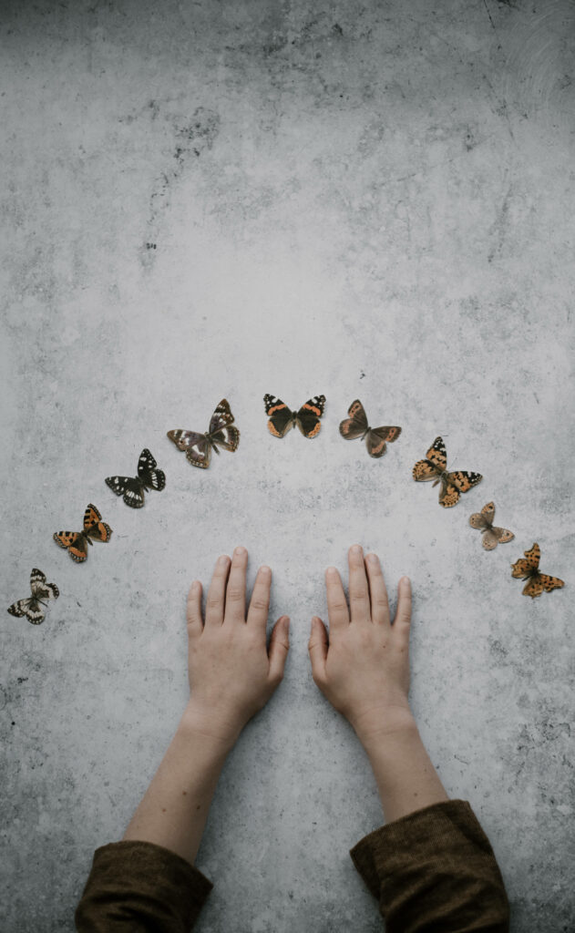 Minimalist Aesthetic Butterfly Wallpaper on Textured Surface