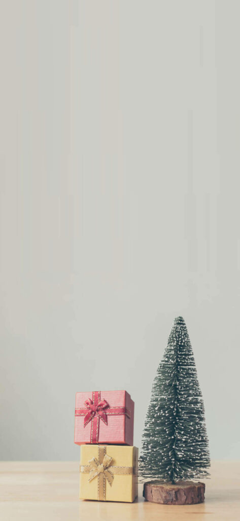 Minimalist Aesthetic Christmas Wallpaper: Frosted Tree & Gift Boxes