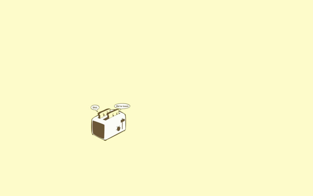 Minimalist Yellow Wallpaper with Cute Toaster Illustration