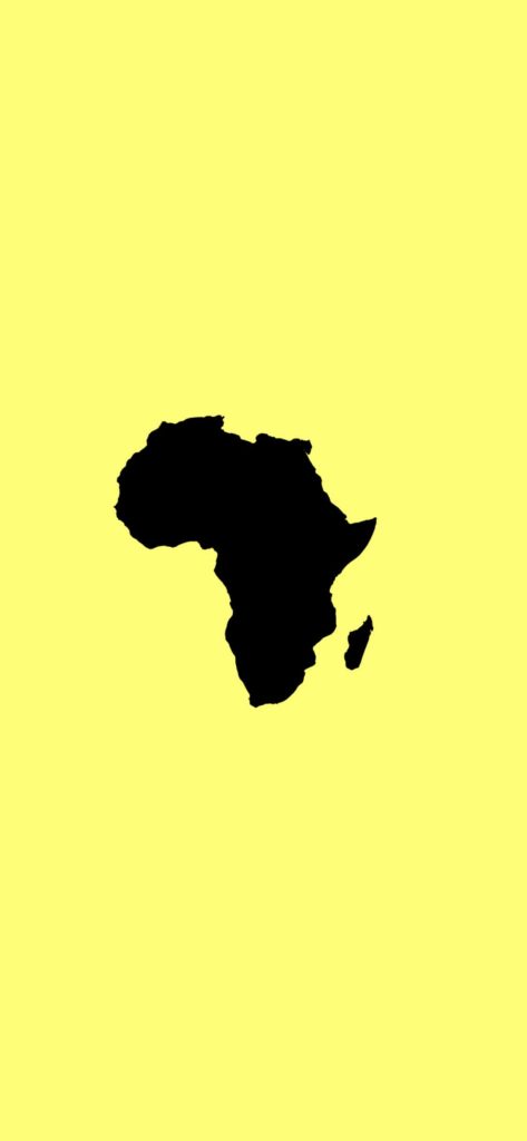Minimalist black Africa map silhouette with Madagascar on pale yellow background wallpaper