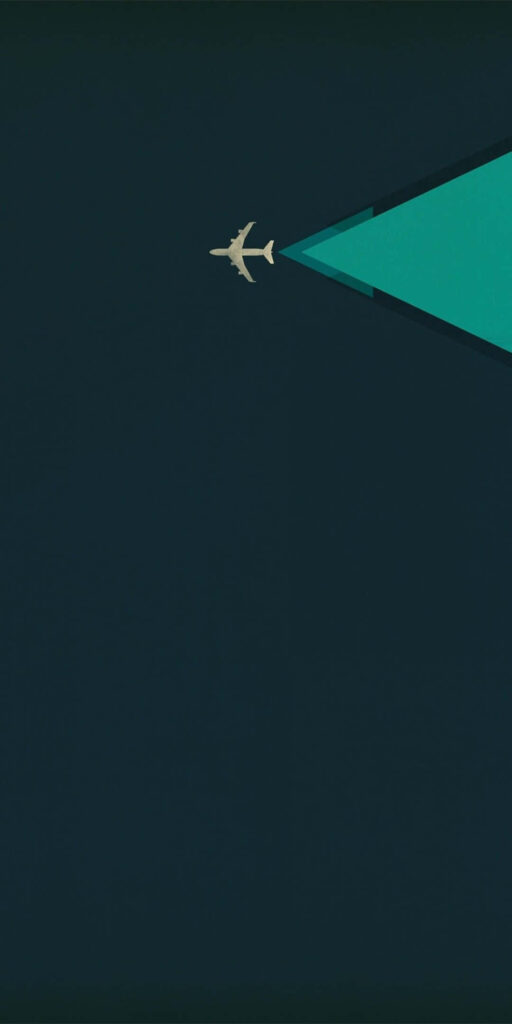 Minimalistic Airplane Wallpaper: Dark Background with Green Accent