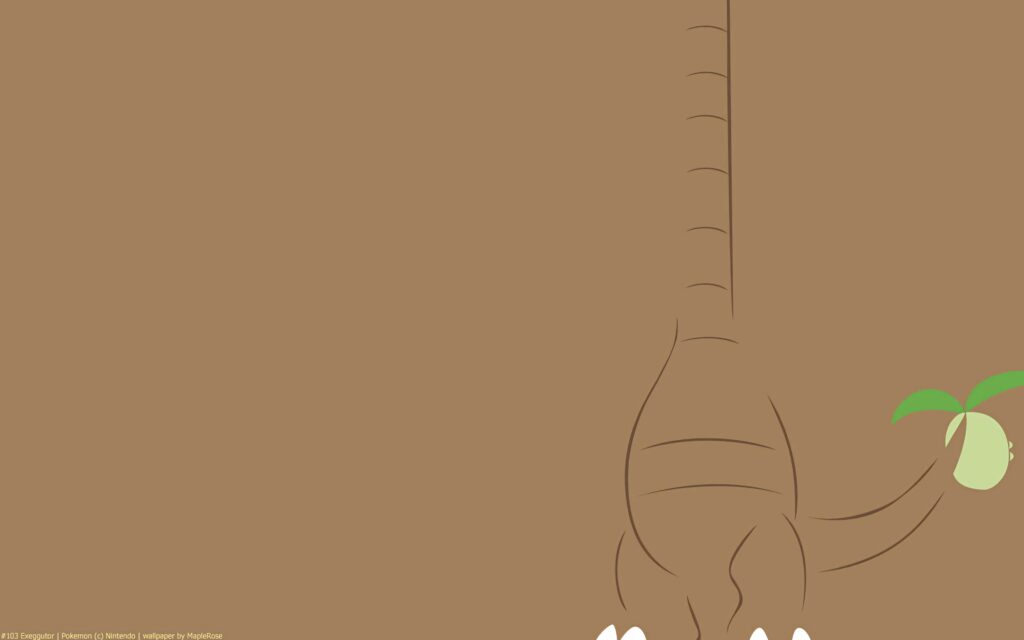 Minimalist wallpaper of Alolan Exeggutor lower body with long tail and palm fruit background