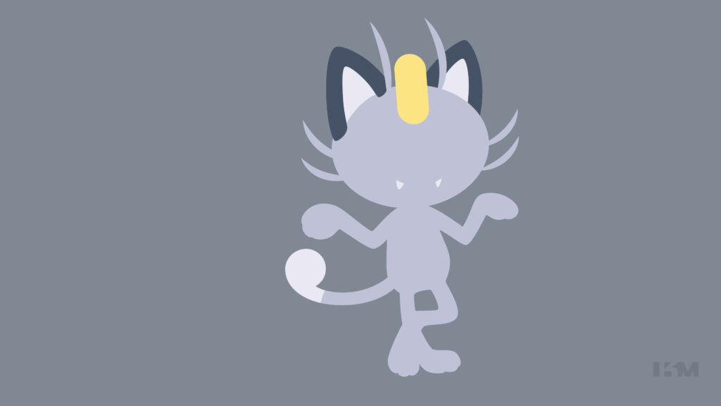 Minimalist Alolan Meowth Wallpaper on Muted Grey Background