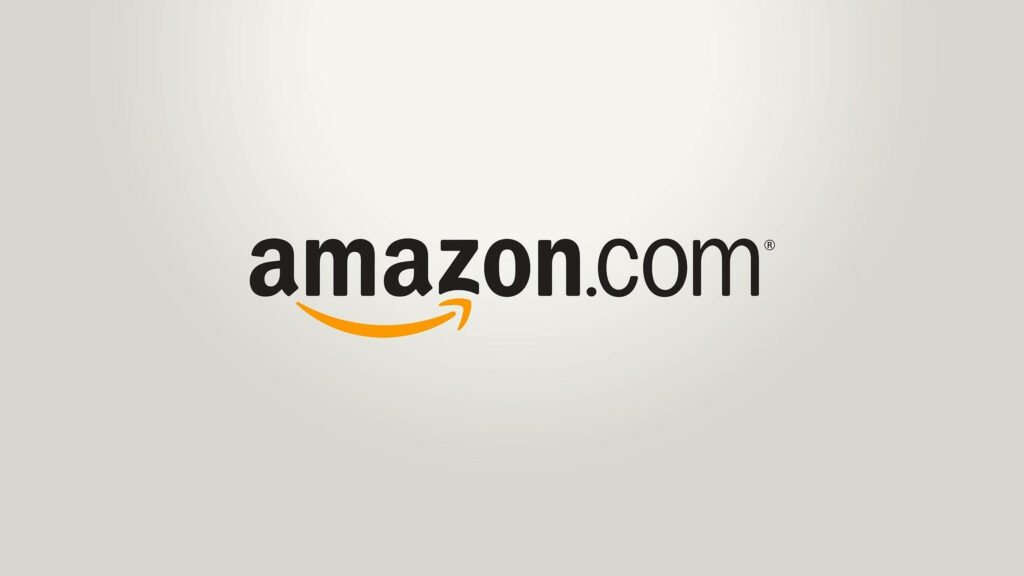 Minimalist Amazon logo with signature smile on clean light background wallpaper design