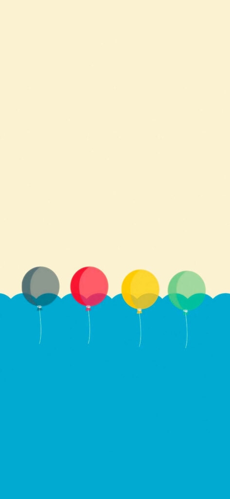 Minimalist Android Wallpaper: Colorful Balloons & Wave Design