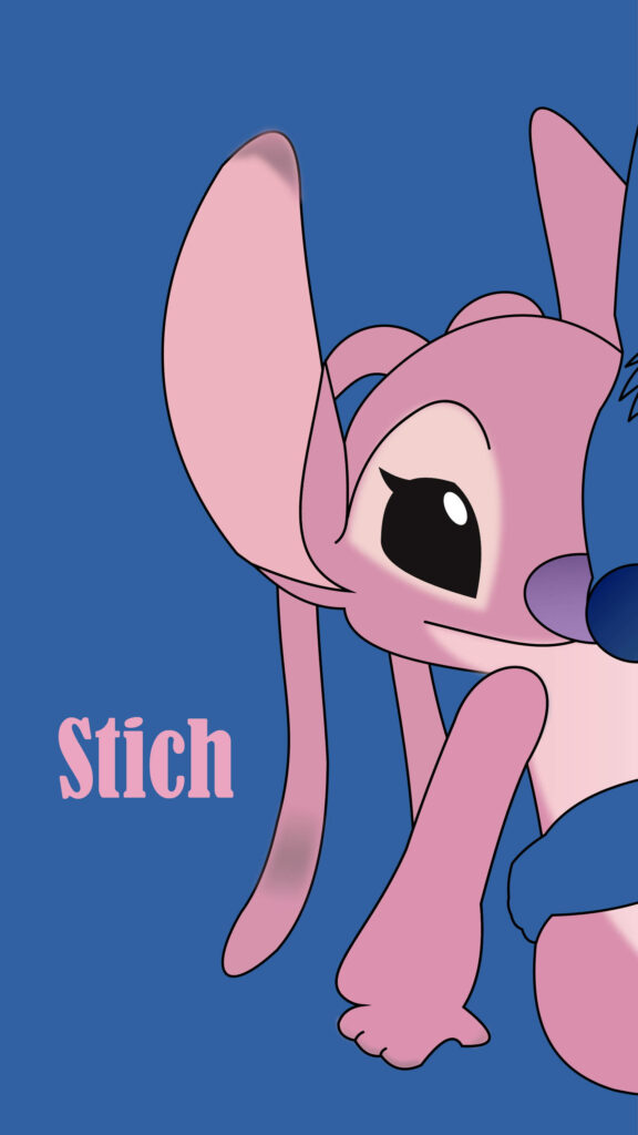 Minimalist Angel Wallpaper | Cute Lilo & Stitch Design on Blue Background