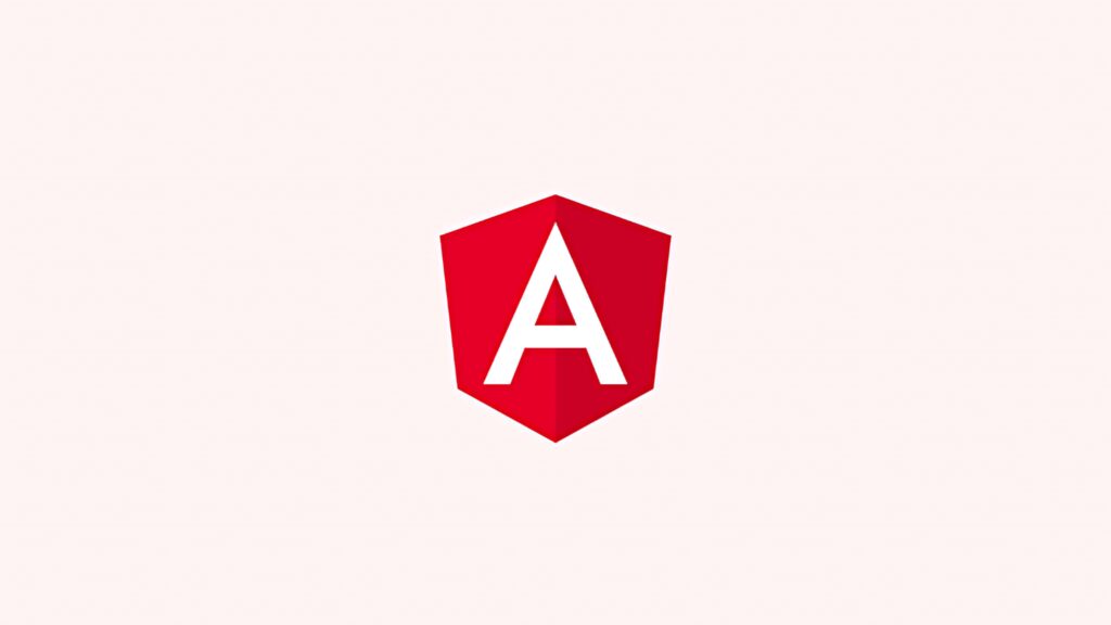 Minimalist Angular logo wallpaper with bold red shield and white A on pale background for developers