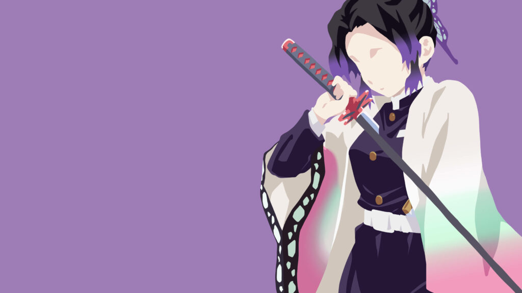 Minimalist Anime Character Wallpaper: Elegant Purple Design
