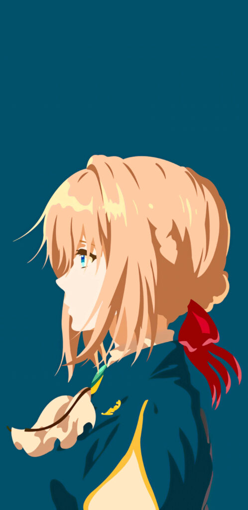 Minimalist Anime Character Wallpaper: Blond Hair & Dark Teal Background