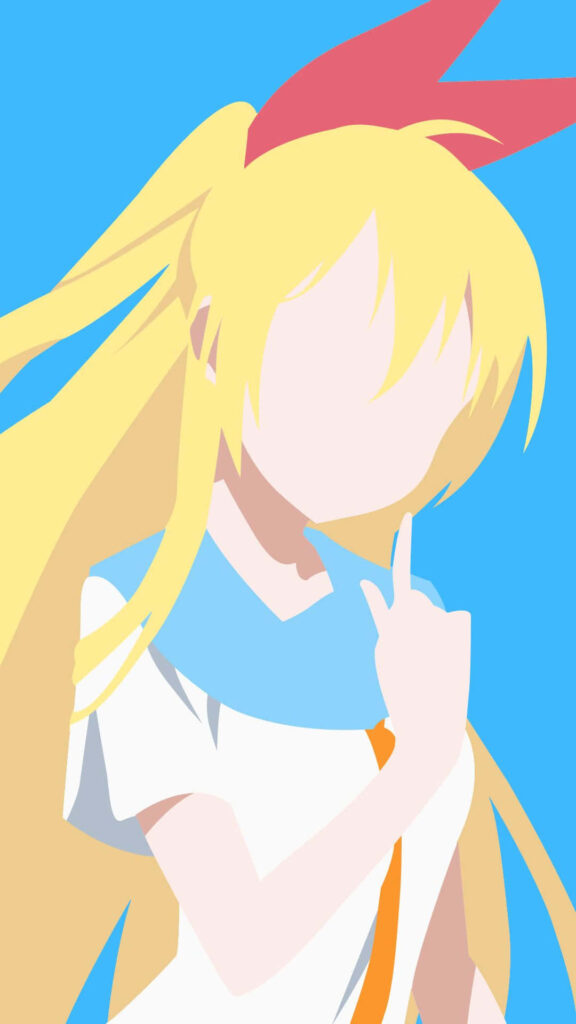 Minimalist Anime Wallpaper: Blonde Character on Light Blue Background