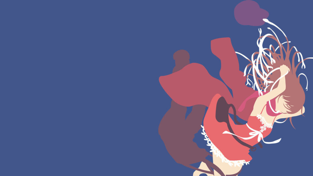 Dynamic Minimalist Anime Wallpaper with Elegant Character on Blue