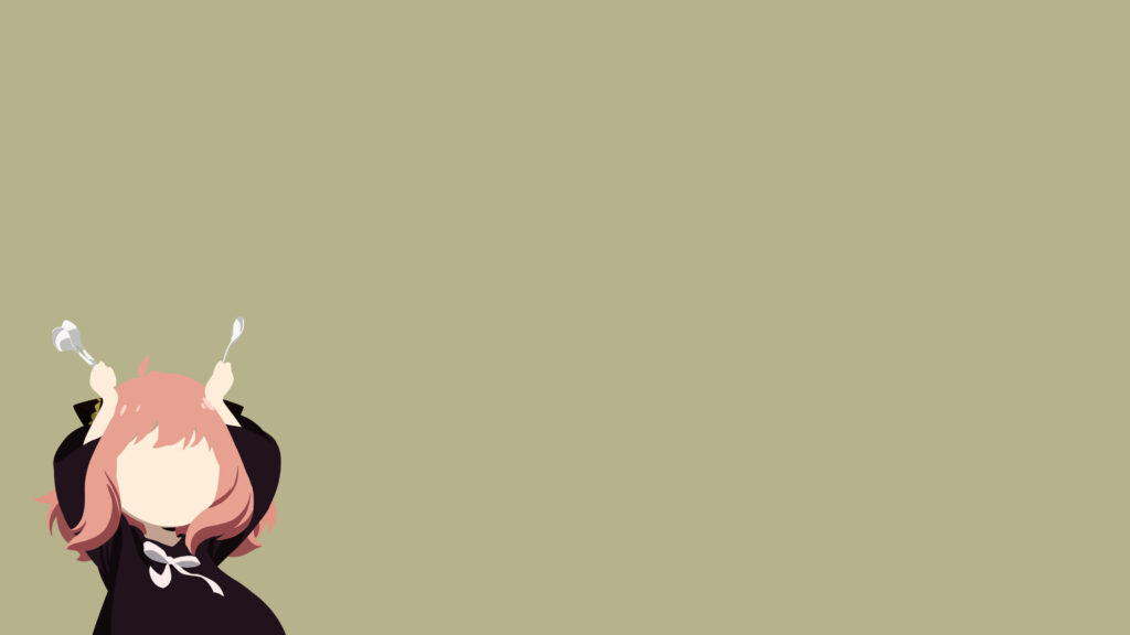 Minimalist Anime Wallpaper: Pink-Haired Character in Clean Design