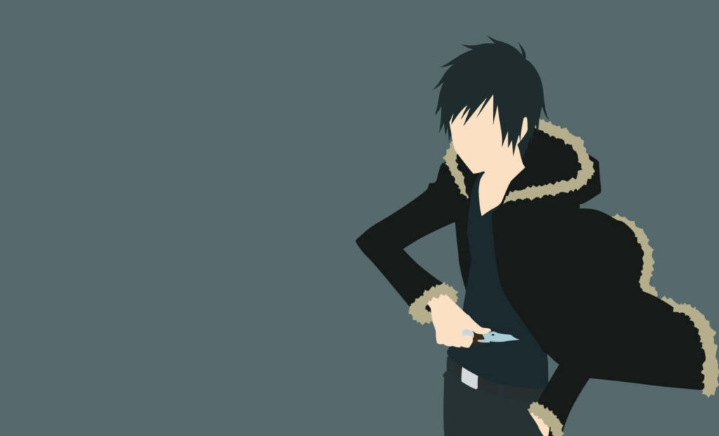 Minimalist Anime Wallpaper: Silhouetted Character with Knife