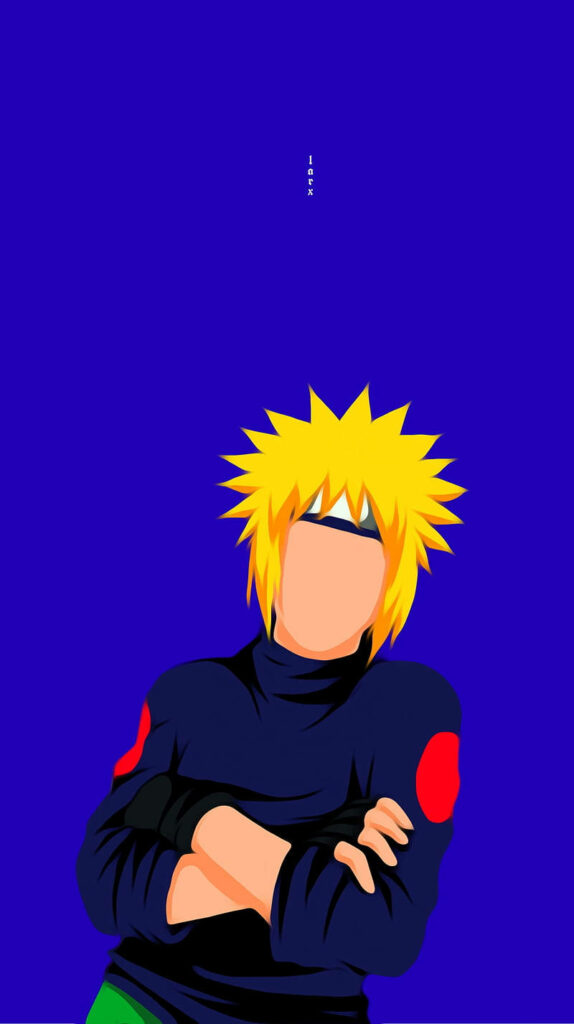 Minimalist Anime Wallpaper: Spiky Yellow Hair on Deep Blue Background