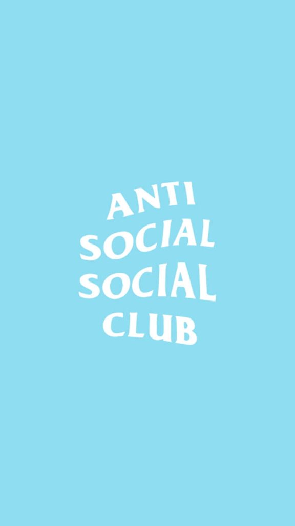 Anti Social Social Club wallpaper with white logo on light blue minimalist streetwear background