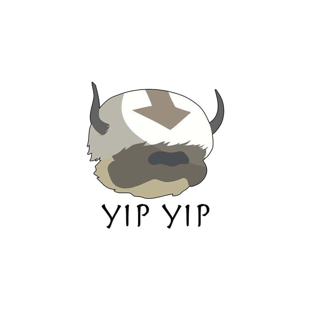 Minimalist Appa wallpaper with signature arrow and Yip Yip phrase from Avatar series background