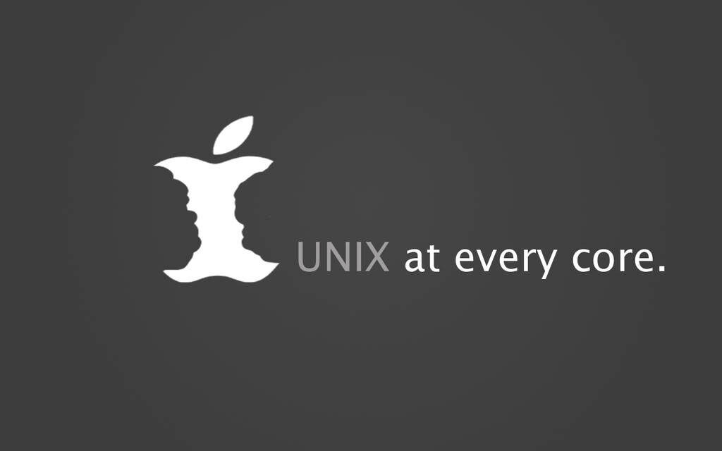 Minimalist Apple Logo Wallpaper: Mirrored Profiles & UNIX Tagline