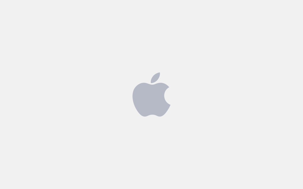 Minimalist Apple logo wallpaper centered on solid white background clean modern design
