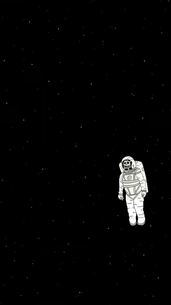 Minimalist Astronaut Wallpaper: Cosmic Solitude in Black Space