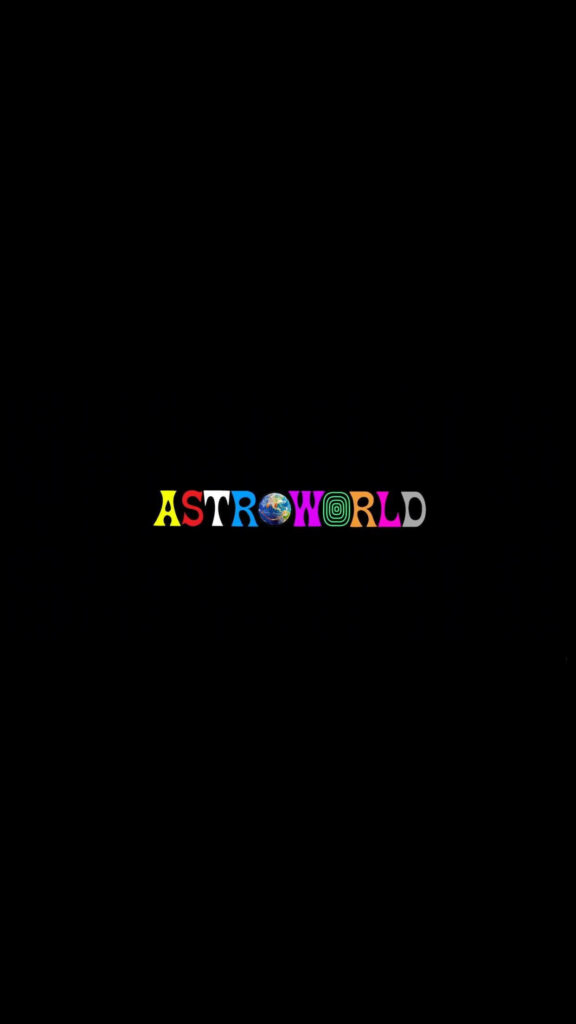 Minimalist Astroworld iPhone wallpaper with colorful logo on black background for Travis Scott fans