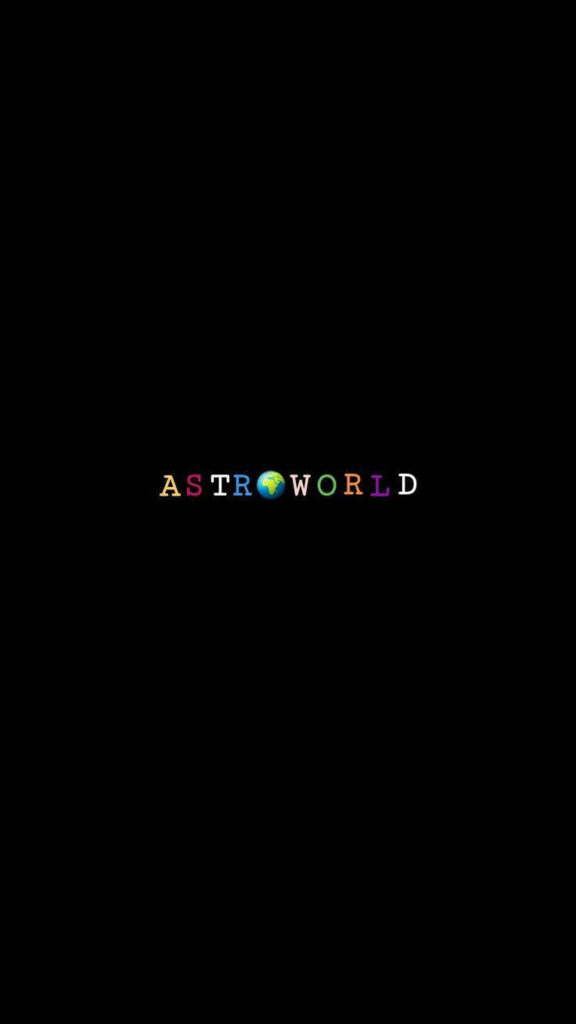 Minimalist Astroworld iPhone wallpaper with colorful Travis Scott logo on black background