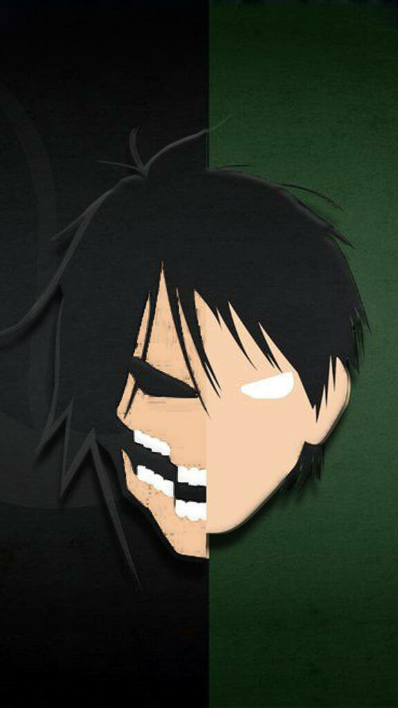 Minimalist Attack on Titan Wallpaper: Split-Faced Character Design