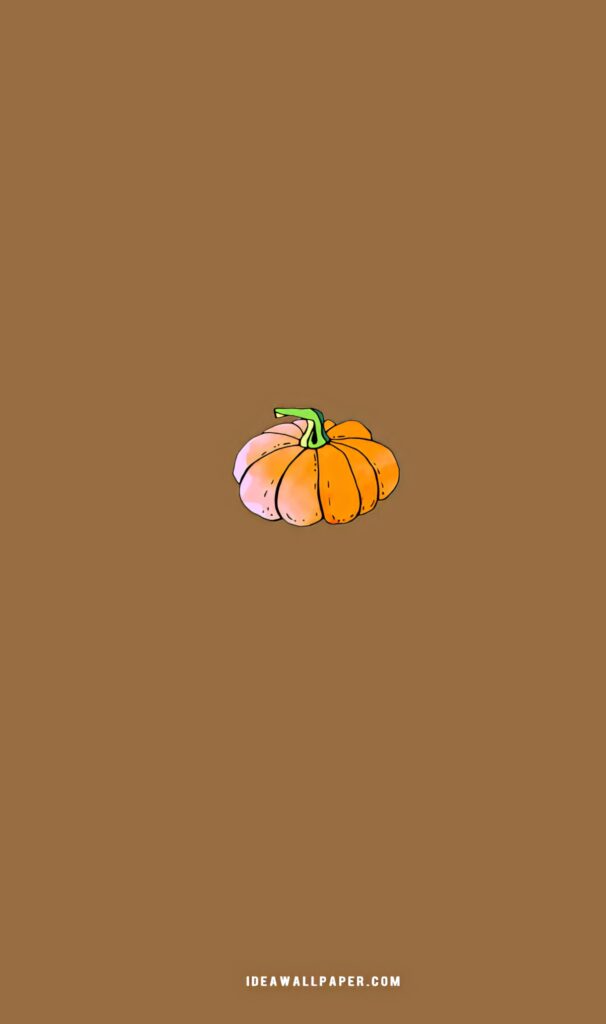 Minimalist Autumn Pumpkin Wallpaper on Warm Brown Background