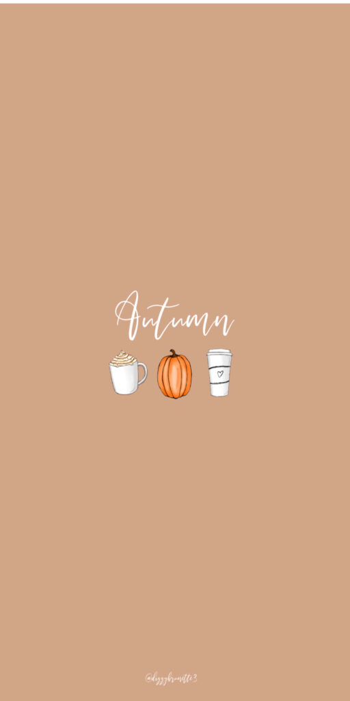 Minimalist Autumn Wallpaper: Cozy Cup & Pumpkin Design