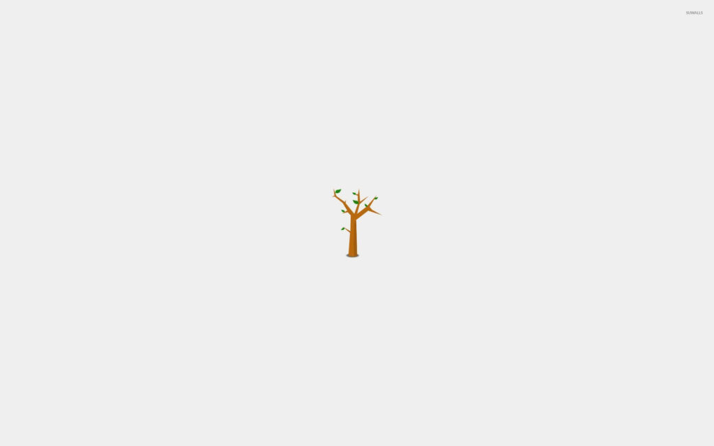 Serene Minimalist Fall Wallpaper: Solitary Tree & Shedding Leaves
