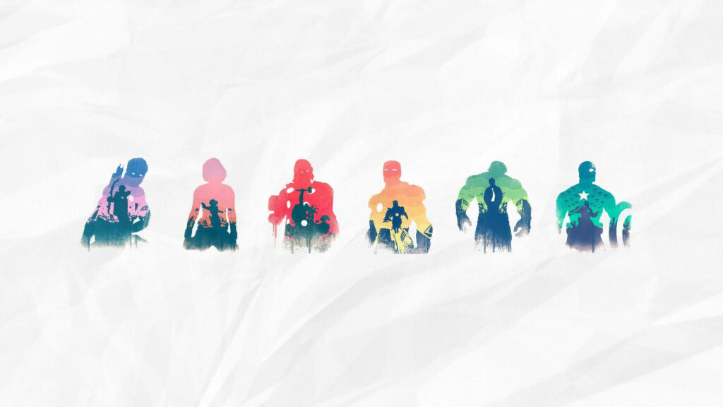 Stylized Minimalist Avengers Desktop Wallpaper on Crumpled White
