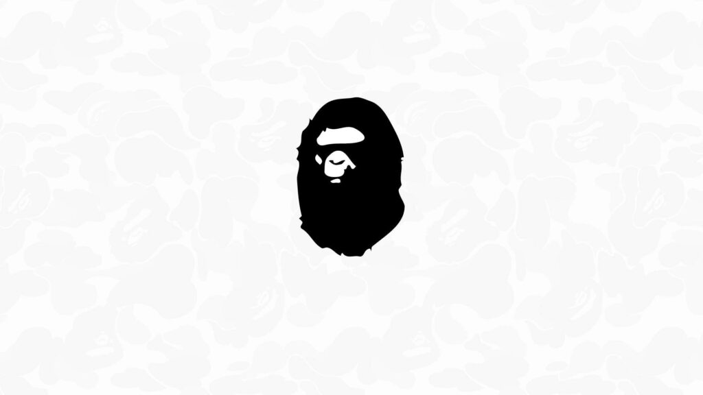 Minimalist BAPE Logo Wallpaper with Camouflage Background