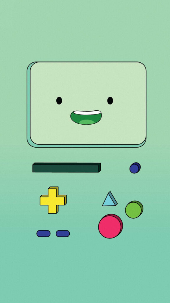 Minimalistic BMO wallpaper from Adventure Time for a playful cartoon phone background