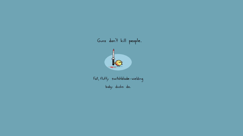 Humorous Minimalist Baby Duck Wallpaper with Switchblade Design